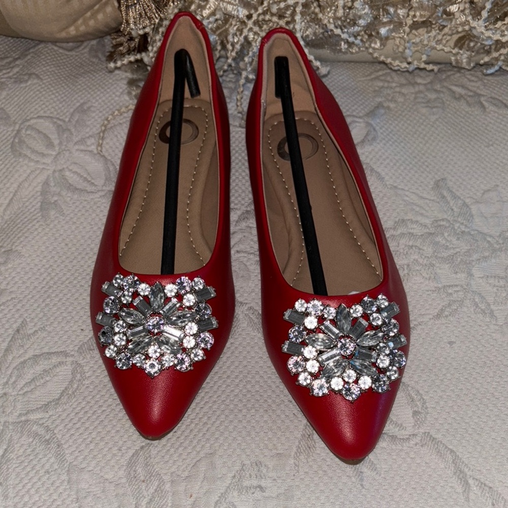 Journee Collection Renzo Elegant Red Embellished Women's Flats